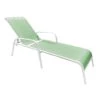 Stackable Green Sling Outdoor Chaise Lounge Chair With White Frame