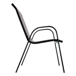 Stackable Grey Sling Patio Chair -Patio Furniture Sales Store stackable grey sling patio chair 2