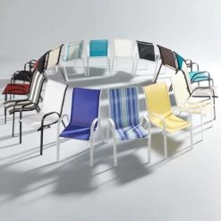 Stackable Taupe Sling Patio Chair -Patio Furniture Sales Store stackable taupe sling patio chair 3