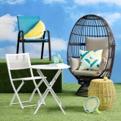 Stackable Teal Sling Patio Chair -Patio Furniture Sales Store stackable teal sling patio chair 2