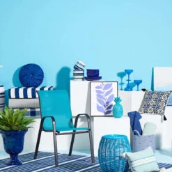 Stackable Teal Sling Patio Chair -Patio Furniture Sales Store stackable teal sling patio chair 4