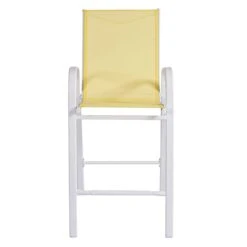 Stackable Yellow Sling Patio Barstool With White Frame -Patio Furniture Sales Store stackable yellow sling patio barstool with white frame 1