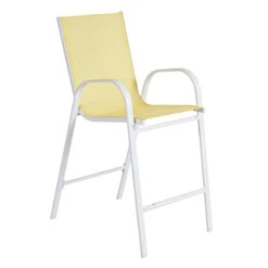 Stackable Yellow Sling Patio Barstool With White Frame -Patio Furniture Sales Store stackable yellow sling patio barstool with white frame 2