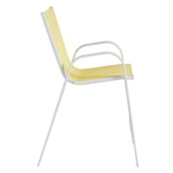 Stackable Yellow Sling Patio Barstool With White Frame -Patio Furniture Sales Store stackable yellow sling patio barstool with white frame 3