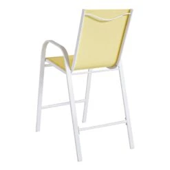 Stackable Yellow Sling Patio Barstool With White Frame -Patio Furniture Sales Store stackable yellow sling patio barstool with white frame 4