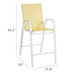 Stackable Yellow Sling Patio Barstool With White Frame -Patio Furniture Sales Store stackable yellow sling patio barstool with white frame 5