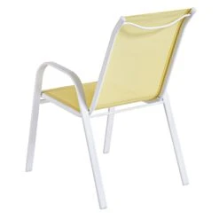 Stackable Yellow Sling Patio Chair With White Frame -Patio Furniture Sales Store stackable yellow sling patio chair with white frame 3