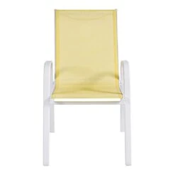 Stackable Yellow Sling Patio Chair With White Frame -Patio Furniture Sales Store stackable yellow sling patio chair with white frame 4