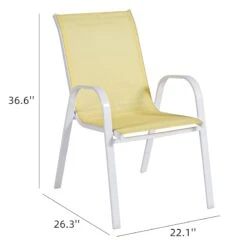 Stackable Yellow Sling Patio Chair With White Frame -Patio Furniture Sales Store stackable yellow sling patio chair with white frame 5