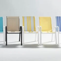 Stackable Yellow Sling Patio Chair With White Frame -Patio Furniture Sales Store stackable yellow sling patio chair with white frame 6