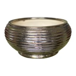Striped Bronze Low Bowl Planter, Small