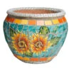 Sunflower Mosaic Tile Ceramic Planter, Small -Patio Furniture Sales Store sunflower mosaic tile ceramic planter small