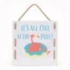 Sunny Club Cool It's All Cool At The Pool Pallet Outdoor Wall Sign, 12" -Patio Furniture Sales Store sunny club cool its all cool at the pool pallet outdoor wall sign 12