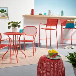 Sunny Club Coral Textilene Stackable Outdoor Barstool -Patio Furniture Sales Store sunny club coral textilene stackable outdoor barstool 5