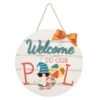 Sunny Club Glittered Welcome To Our Pool Wooden Outdoor Wall Sign, 16"