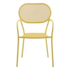 Sunny Club Light Yellow Mesh Steel Outdoor Chair -Patio Furniture Sales Store sunny club light yellow mesh steel outdoor chair 1