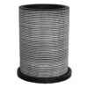 Tall Black & White Ribbed Cylinder Planter, 12.5"