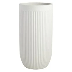 Tall Fluted Off-White Planter, 33"