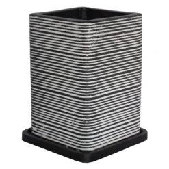 Tall Ribbed Square Planter, 12.5"