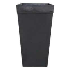 Tall Smooth Black Planter, 25"