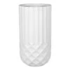 Tall White Cylindrical Diamond Ribbed Shadow Planter, 24.5" -Patio Furniture Sales Store tall white cylindrical diamond ribbed shadow planter 24.5
