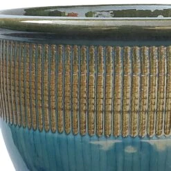 Teal Zip Ceramic Planter, Medium -Patio Furniture Sales Store teal zip ceramic planter medium 1