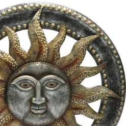 Textured Metal Sun Face Outdoor Wall Decor, 25" -Patio Furniture Sales Store textured metal sun face outdoor wall decor 25 1