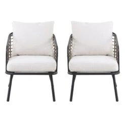 Tracey Boyd 2-Piece Steel & Wicker Outdoor Chair Set -Patio Furniture Sales Store tracey boyd 2 piece steel wicker outdoor chair set 4