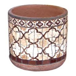 Tracey Boyd Brown Mosaic Ceramic Pot, Medium