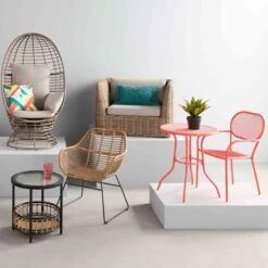 Tracey Boyd Brown Wicker End Table With Glass Top -Patio Furniture Sales Store tracey boyd brown wicker end table with glass top 2