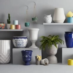 Tuscan Mosaic Tile Ceramic Planter, 14.5" -Patio Furniture Sales Store tuscan mosaic tile ceramic planter 14.5 2