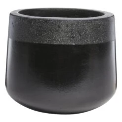 Two-Tone Textured Black Planter, Small