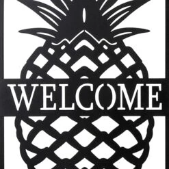 Welcome Pineapple Metal Outdoor Wall Decor, 24" -Patio Furniture Sales Store welcome pineapple metal outdoor wall decor 24 1
