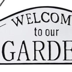 Welcome To Our Garden Metal Outdoor Wall Sign, 24" -Patio Furniture Sales Store welcome to our garden metal outdoor wall sign 24 1