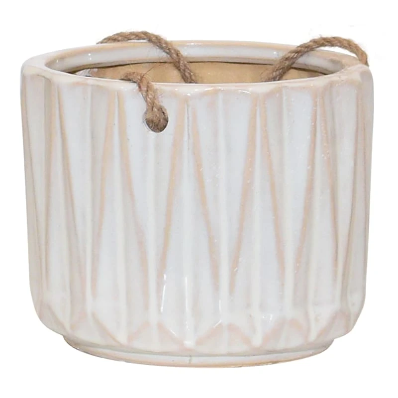 White Angles Hanging Ceramic Pot, Medium 3 White Angles Hanging Ceramic Pot, Medium