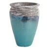 White & Aqua Acadia Ceramic Planter, 20.9"