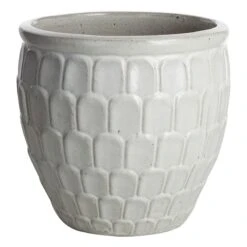 White Crown Ceramic Planter, 15"