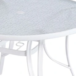White Steel Round Table, 42" -Patio Furniture Sales Store white steel round table 42 5