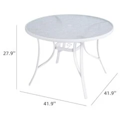 White Steel Round Table, 42" -Patio Furniture Sales Store white steel round table 42 6