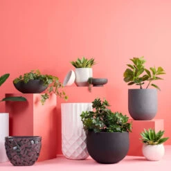 White Terrazzo-Look Ball Planter, Medium -Patio Furniture Sales Store white terrazzo look ball planter medium 1