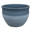 Wide Lip White Striped Grey Pot, Small